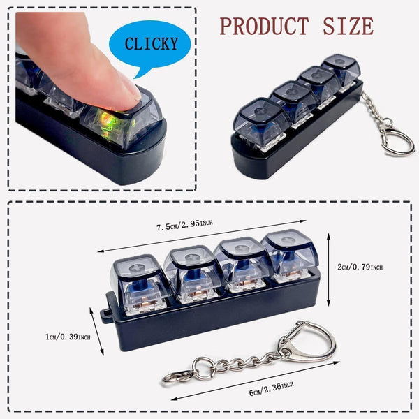 Mini 4-Key Mechanical Keyboard Keychain – Portable Keyboard Switch Keyring Fidget Toy | 1 Pc