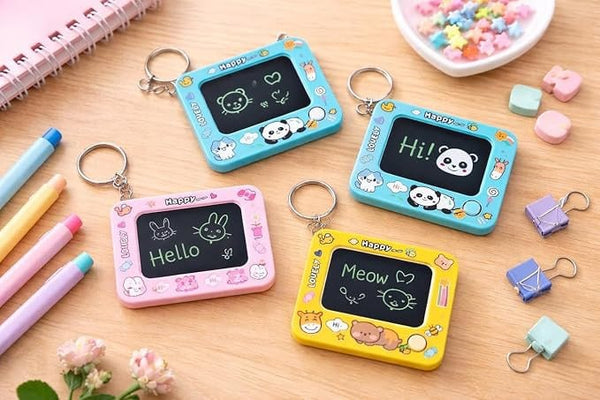 Mini LCD Writing Tablet Keychain – Reusable Digital Slate & Bag Charm (Pink Rabbit)