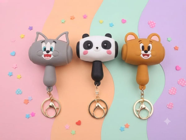 3D Cartoon Animal silicone hammer shape Keychain (Single Piece - Random Design)