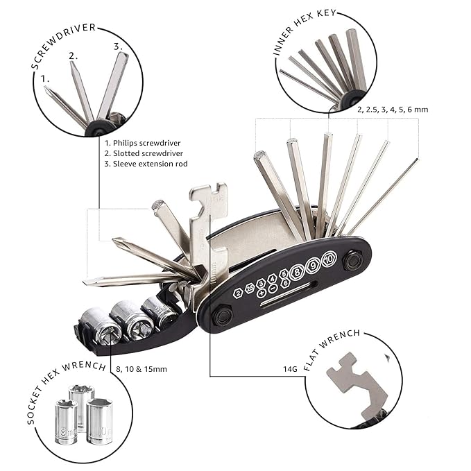 HUPLA Multi-Function Folding Screwdriver & Hex Key Tool – Compact 13-in-1 Portable Repair Tool with Socket Wrenches