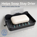 HUPLA Wall Mounted Soap Holder with 2 Hanging Hooks & Drainage Tray | Space Saving Bathroom Soap Dish Organizer | Black – 1 Piece