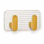 HUPLA Luxury Gold Transparent Double Wall Hook | 2-in-1 Wall Mounted Hanger with Clear Ribbed Back Plate for Towels, Loofahs, Keys & Accessories – Single Piece