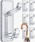 HUPLA Transparent Self-Adhesive Double Wall Hooks pack of 1 | No-Drill 2-in-1 Multipurpose Hooks for Bathroom, Kitchen, Towels, Clothes & Keys | Clear Design – Pack of 6