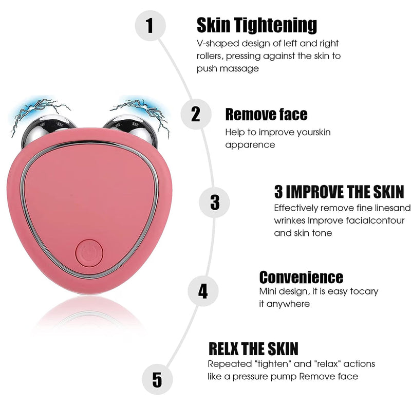 Electric Facial Massager & Face Lifting Roller – Dual Metal Ball Vibrating Skin Massage Tool for Face & Jawline