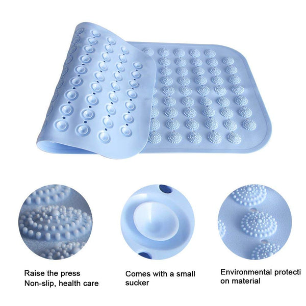 HUPLA Anti-Slip Bathroom Mat 100 × 40 cm | PVC Shower Mat with Suction Cups & Drainage Holes | Non-Slip Bath Mat for Bathroom, Shower & Bathtub – Blue