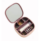 Portable Jewelry Organizer Box with Mirror | Mini Travel Jewellery Storage Case for Rings, Earrings & Accessories