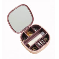 Portable Jewelry Organizer Box with Mirror | Mini Travel Jewellery Storage Case for Rings, Earrings & Accessories
