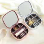 Portable Jewelry Organizer Box with Mirror | Mini Travel Jewellery Storage Case for Rings, Earrings & Accessories