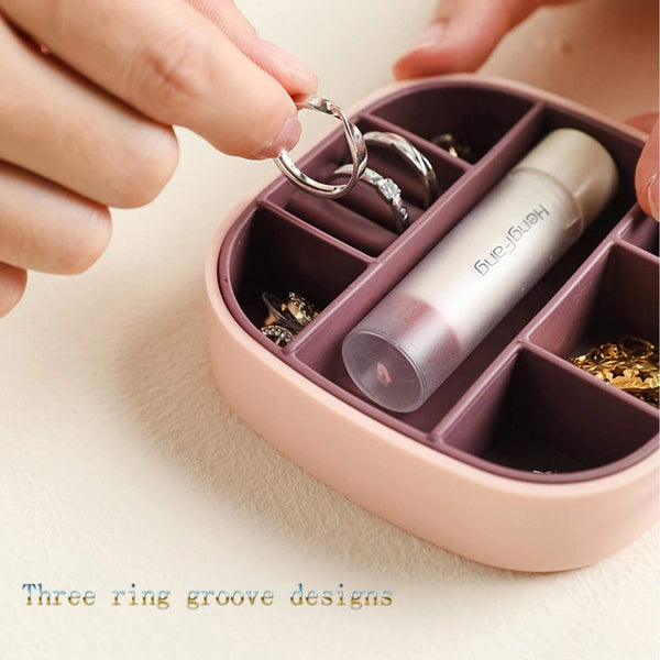 Portable Jewelry Organizer Box with Mirror | Mini Travel Jewellery Storage Case for Rings, Earrings & Accessories