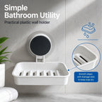 HUPLA Wall Mounted Soap Holder with Suction Cup | No-Drill Bathroom Soap Dish with Raised Drainage Base | White – 1 Piece