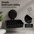 HUPLA Black Wall Mounted Soap Holder with Suction Cup | No-Drill Bathroom Soap Dish with Raised Drainage Base | Space Saving Soap Organizer – 1 Piece