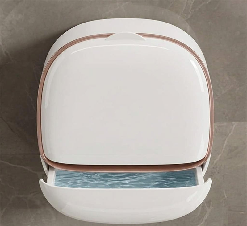 HUPLA Luxury Wall Mounted Soap Box with Cover | White & Rose Gold Bathroom Soap Holder | Modern Covered Soap Storage Organizer – 1 Piece