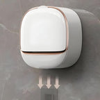 HUPLA Luxury Wall Mounted Soap Box with Cover | White & Rose Gold Bathroom Soap Holder | Modern Covered Soap Storage Organizer – 1 Piece