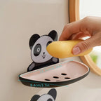 HUPLA Cute Panda Wall Mounted Soap Holder with Drainage | Cartoon Panda Soap Dish for Bathroom & Washbasin | Space-Saving Soap Tray – 1 Piece