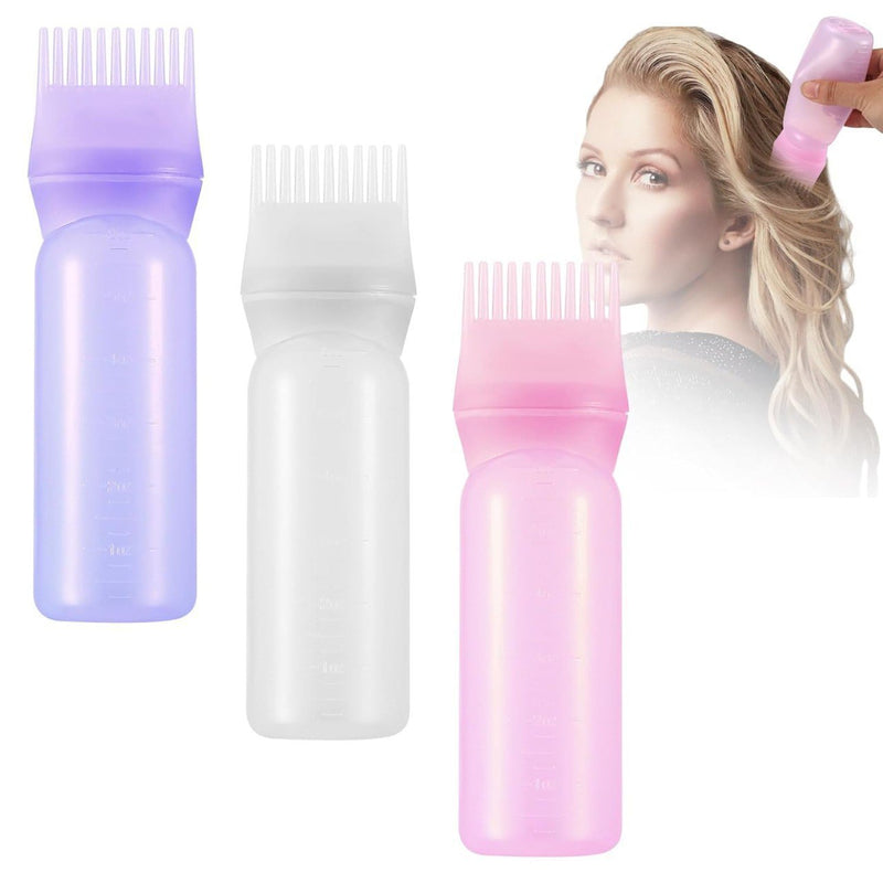 Hair Oil Applicator Bottle with Comb Nozzle – 17cm Scalp Massager & Hair Dye Applicator Bottle for Easy Hair Care