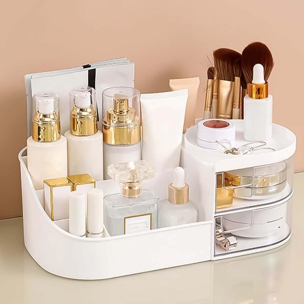 Multi-Compartment Makeup & Cosmetic Organizer with Drawers – Vanity Storage Box for Skincare, Makeup & Beauty Essentials