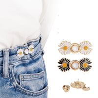 Daisy Flower Jeans Waist Button Set – Black & White Decorative Adjustable Waist Buttons for Jeans, Pants & Skirts | Pack of 2