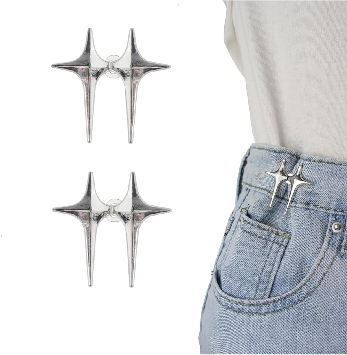 Star Shape Jeans Waist Button – Decorative Adjustable Waist Button for Jeans, Pants & Skirts | Pack of 2