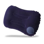 Inflatable Neck Support Pillow with Built-in Air Pump – Soft Velvet Travel Pillow with Separate Air Valve, Random Colour