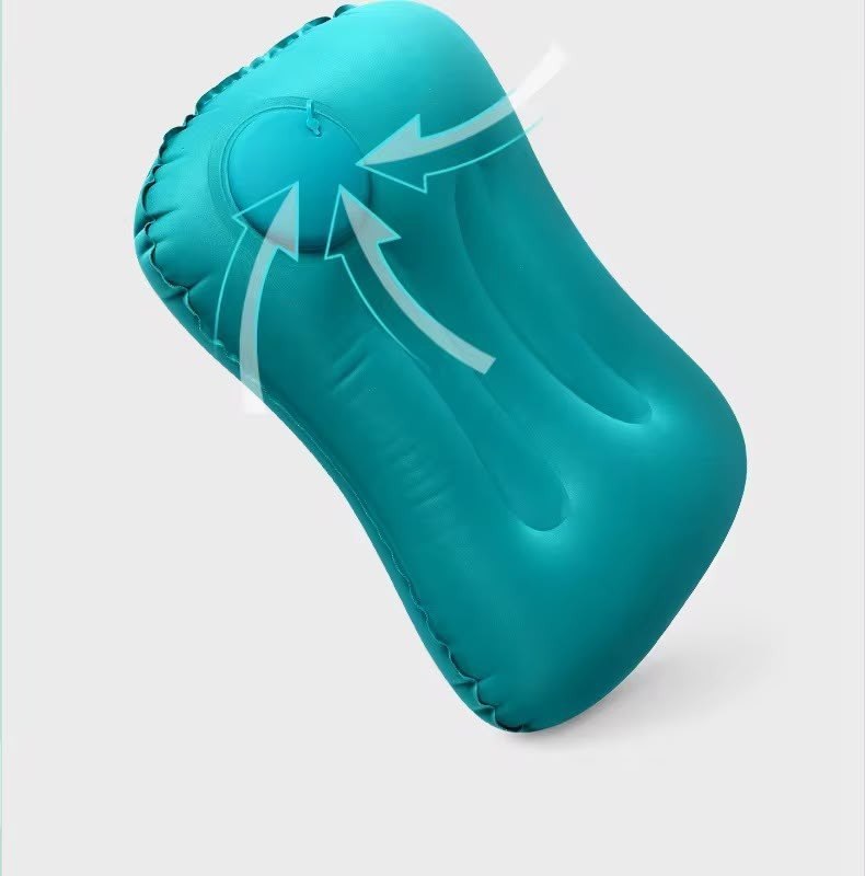 Inflatable Neck Support Pillow with Built-in Air Pump – Soft Velvet Travel Pillow with Separate Air Valve, Random Colour