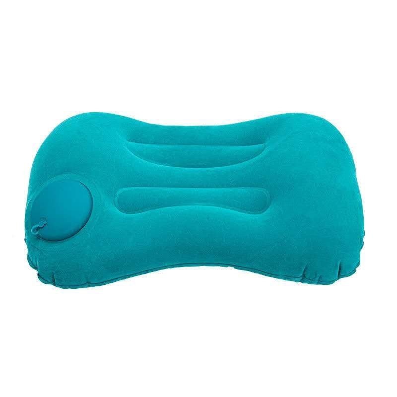 Inflatable Neck Support Pillow with Built-in Air Pump – Soft Velvet Travel Pillow with Separate Air Valve, Random Colour