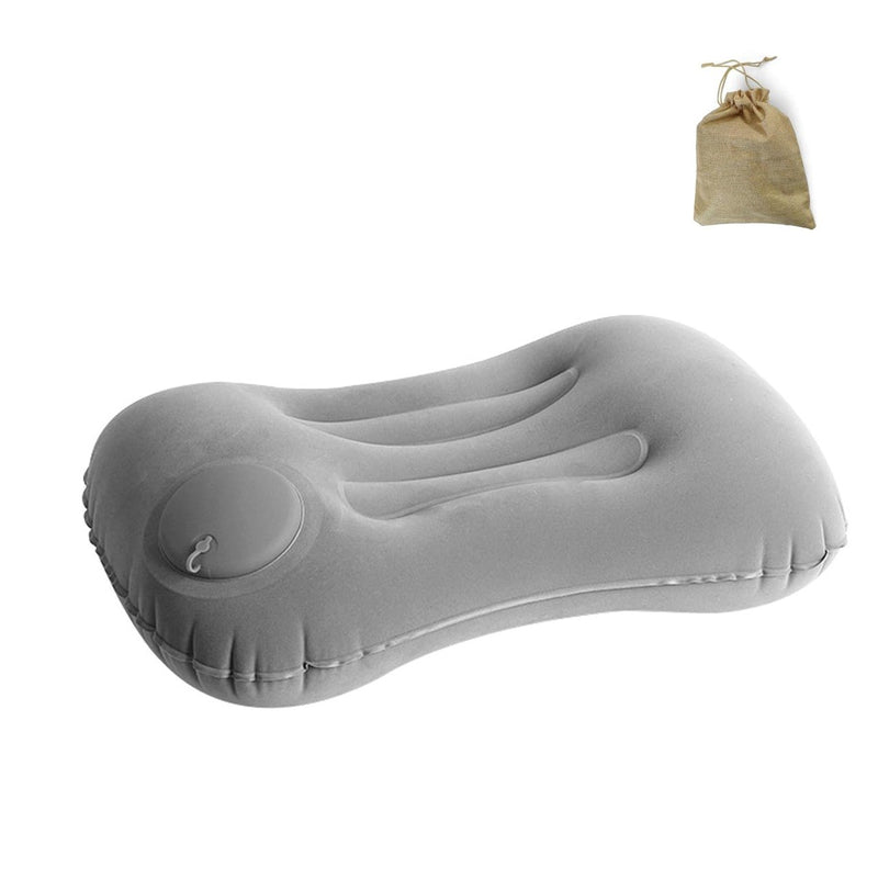 Inflatable Neck Support Pillow with Built-in Air Pump – Soft Velvet Travel Pillow with Separate Air Valve, Random Colour