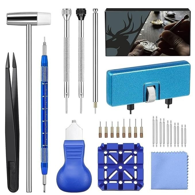 HUPLA Professional Watch Repair Tool Kit | Watch Battery Replacement, Strap Adjustment & Link Removal Tools | Watchmaker Maintenance Kit with Case Opener, Tweezers & Screwdrivers