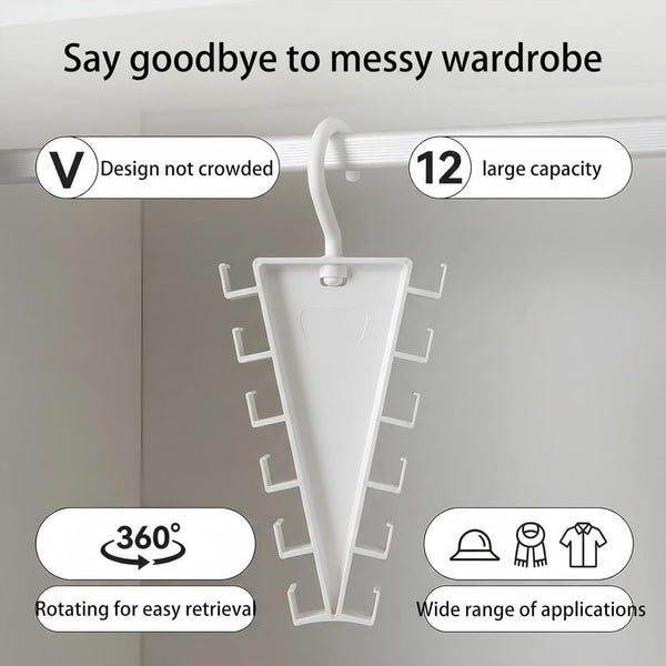 HUPLA 12-Hook Multipurpose Wardrobe Organizer Hanger | Space-Saving Closet Storage Rack for Belts, Ties, Scarves & Accessories | Beige – 1 Pc