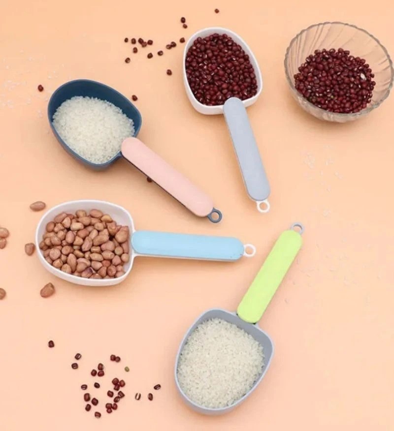 HUPLA Multipurpose Plastic Scoop with Long Handle | Lightweight Measuring & Serving Scoop for Rice, Flour, Grains, Pet Food & Household Use | 1 Pc