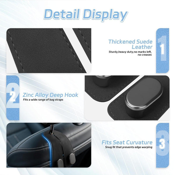 HUPLA Car Headrest Bag Hanger Hooks | Seat Back Purse & Shopping Bag Holder | Car Interior Organizer