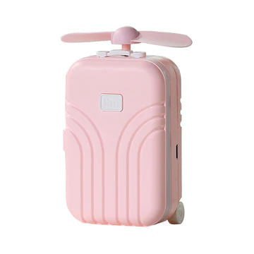 Mini Travel Mirror in Suitcase Design – Cute Portable Folding Makeup Mirror with Propeller Handle for Girls & Women