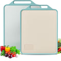 HUPLA Double-Sided Kitchen Chopping Board with Handle | Reversible Rectangular Cutting Board for Vegetables, Fruits & Food Preparation | Blue & Cream