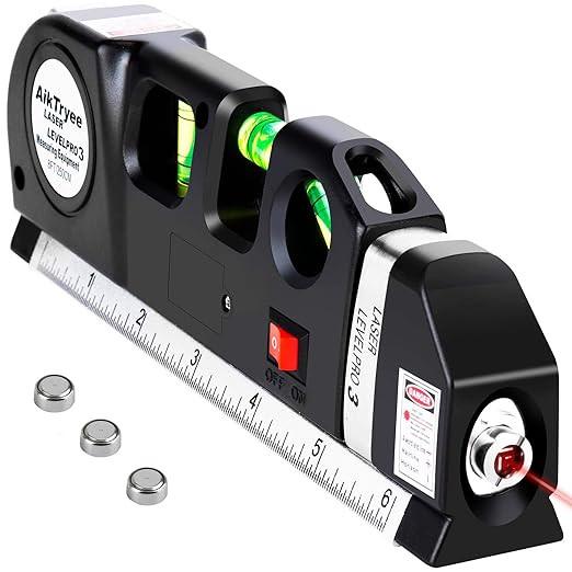 HUPLA 4-in-1 Multipurpose Laser Level Tool | Laser Line, Bubble Level, Measuring Tape & Ruler for Home, DIY & Installation