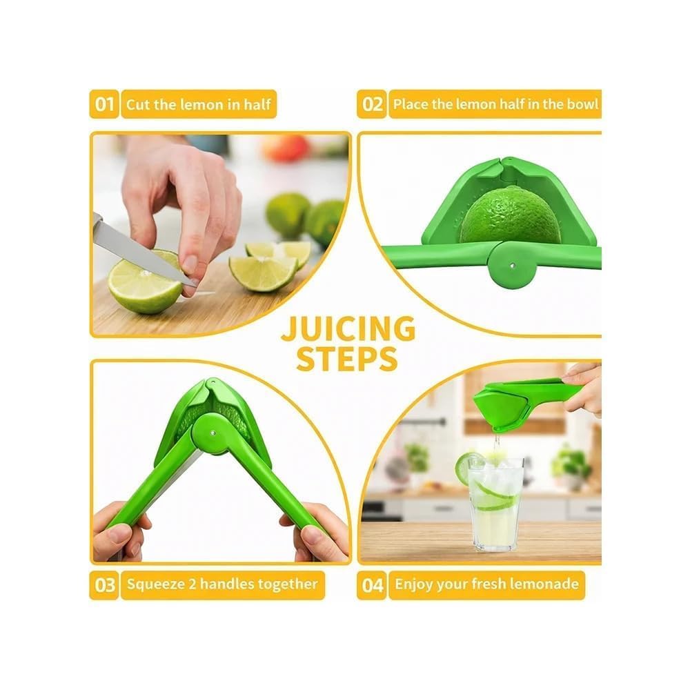 HUPLA Manual Lemon Squeezer with Juice Strainer | Handheld Citrus Juicer Press for Lemon, Lime & Small Citrus Fruits | Easy Grip Kitchen Tool – Green