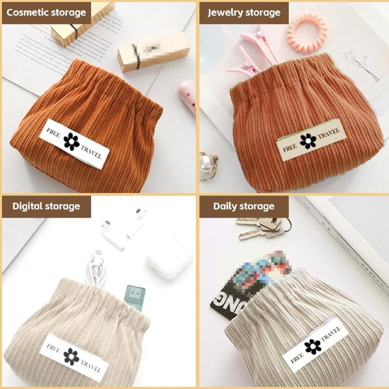 Portable Drawstring Storage Pouch for Makeup, Accessories & Travel – Soft Pleated Fabric Organizer Bag with Large Capacity
