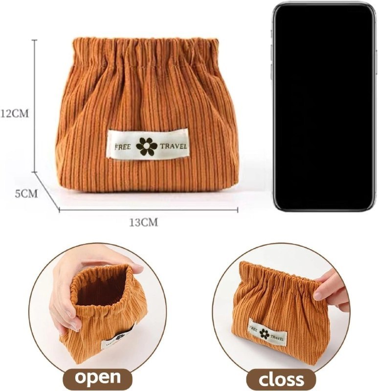 Portable Drawstring Storage Pouch for Makeup, Accessories & Travel – Soft Pleated Fabric Organizer Bag with Large Capacity