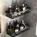 HUPLA Wall Mounted Bathroom Storage Shelf | Self-Adhesive No-Drill Bathroom Organizer Rack with Drainage | Shampoo, Soap & Toiletry Storage Shelf – Black