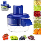 HUPLA Manual Fruit & Vegetable Chopper with Transparent Container | Hand-Operated Food Cutter for Grapes, Cherry Tomatoes & Small Vegetables | Compact Kitchen Gadget – Blue