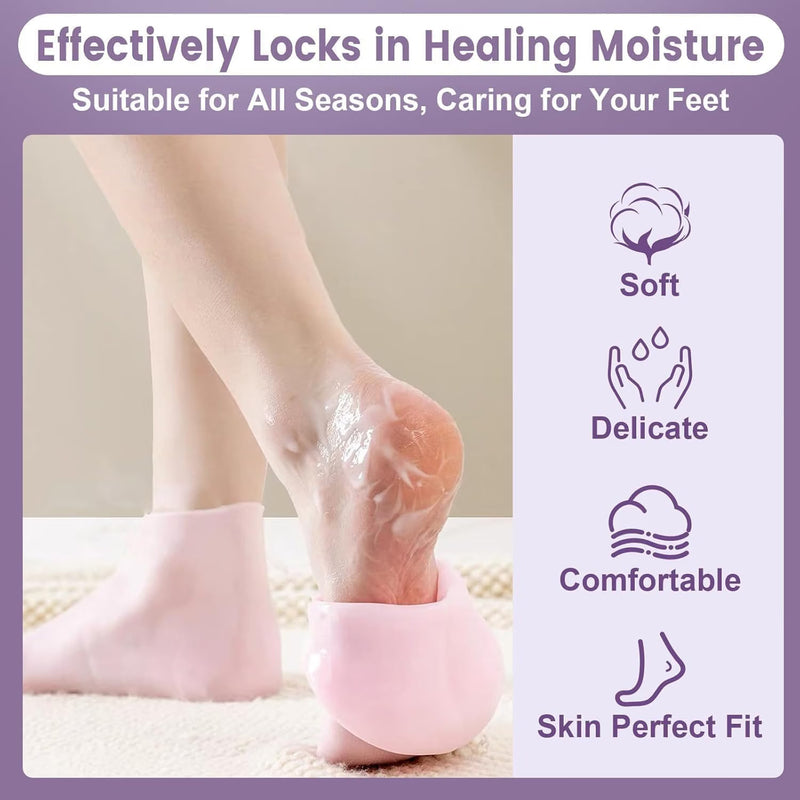 Silicone Moisturizing Foot Socks – Reusable Gel Heel Socks for Dry & Rough Feet Care