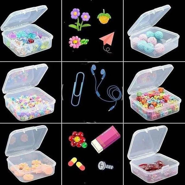 HUPLA Transparent Mini Plastic Storage Box 6 PCS with Hinged Lid | Small Multipurpose Organizer Container for Jewellery, Beads, Screws, Crafts & Small Accessories | 1 Pc