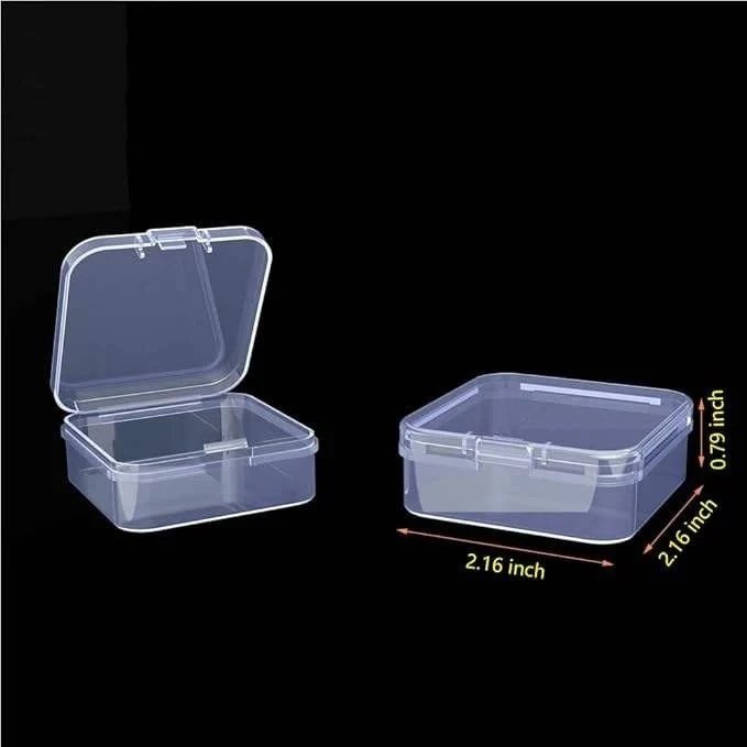 HUPLA Transparent Mini Plastic Storage Box 6 PCS with Hinged Lid | Small Multipurpose Organizer Container for Jewellery, Beads, Screws, Crafts & Small Accessories | 1 Pc