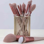 13-Piece Professional Makeup Brush Set – Premium Soft Bristle Cosmetic Brushes with Storage Pouch – Brown