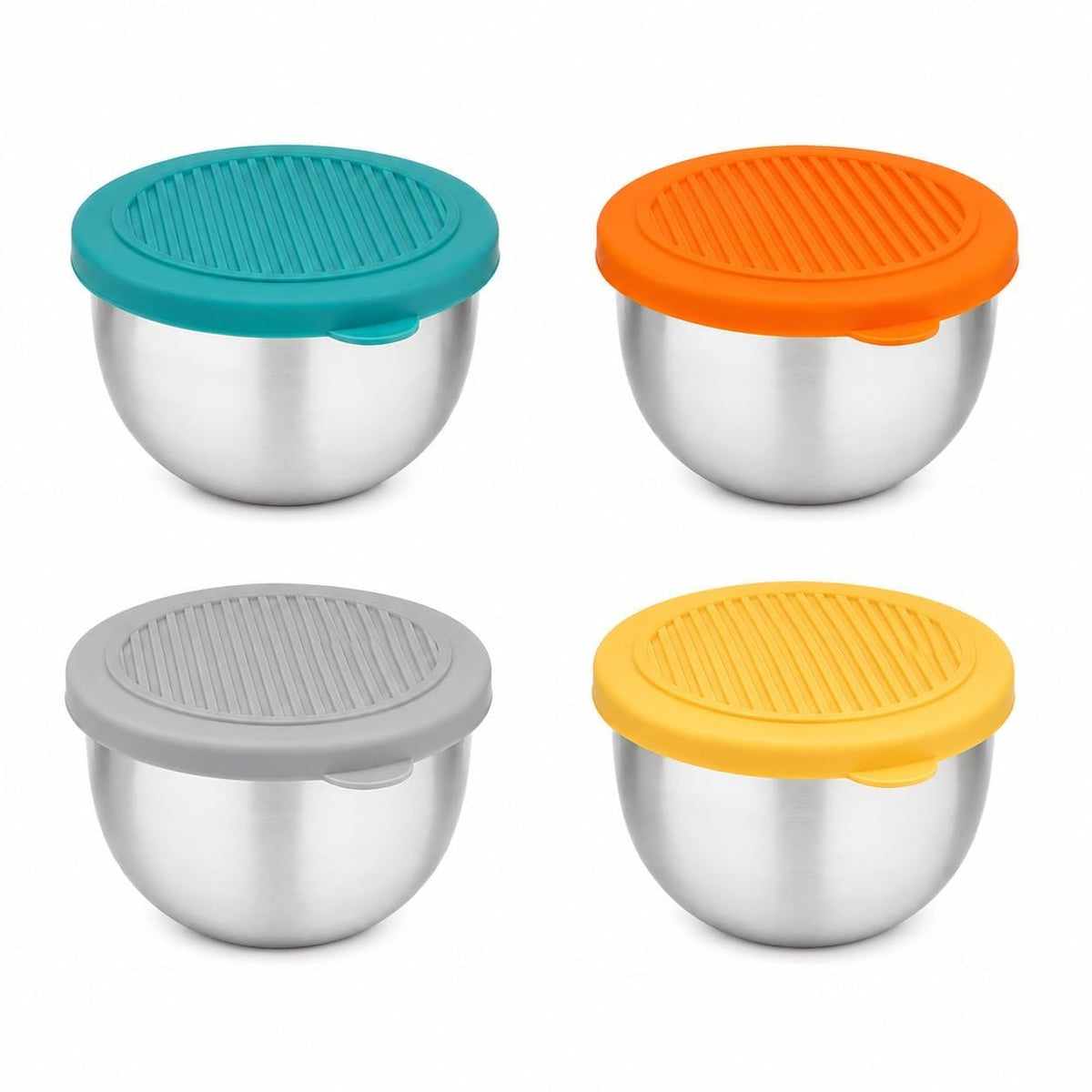 HUPLA Stainless Steel Food Storage Bowl with Lid | Reusable Round Kitchen Container for Snacks, Fruits, Dry Fruits & Leftovers | Colourful Lid Options