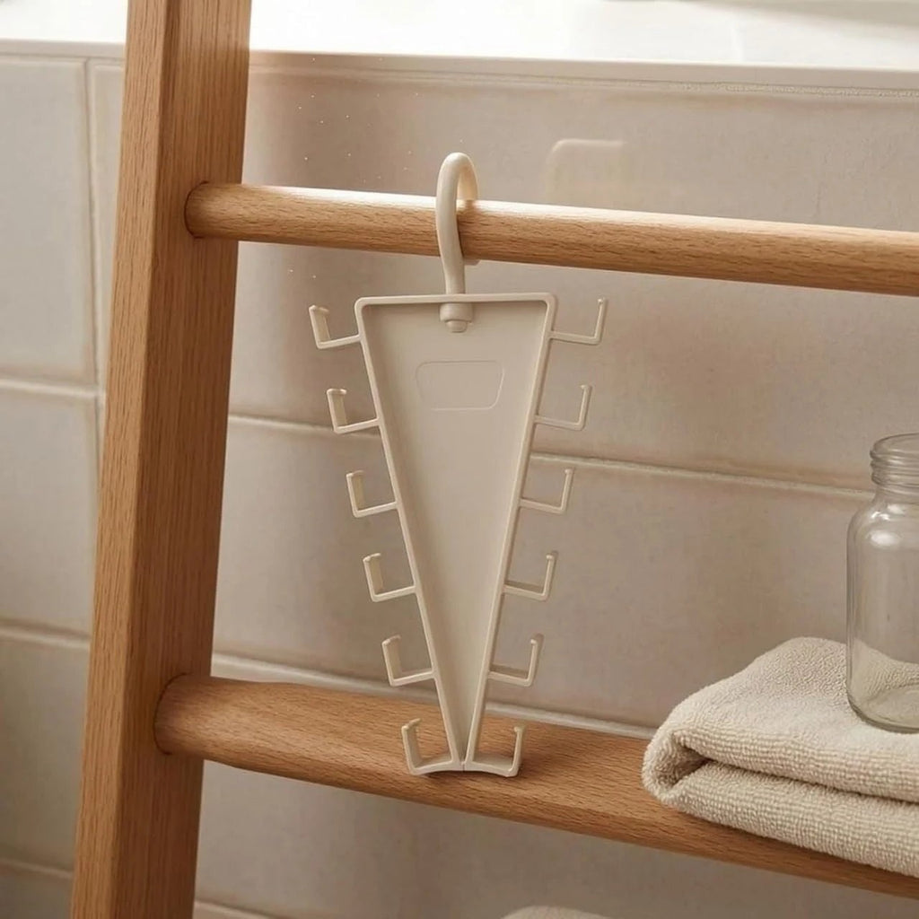HUPLA 12-Hook Multipurpose Wardrobe Organizer Hanger | Space-Saving Closet Storage Rack for Belts, Ties, Scarves & Accessories | Beige – 1 Pc