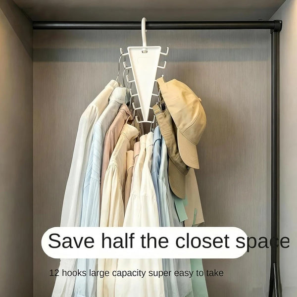 HUPLA 12-Hook Multipurpose Wardrobe Organizer Hanger | Space-Saving Closet Storage Rack for Belts, Ties, Scarves & Accessories | Beige – 1 Pc