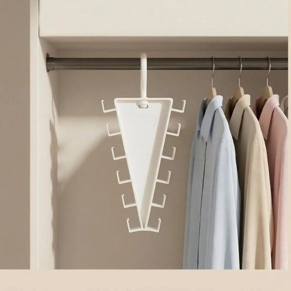 HUPLA 12-Hook Multipurpose Wardrobe Organizer Hanger | Space-Saving Closet Storage Rack for Belts, Ties, Scarves & Accessories | Beige – 1 Pc