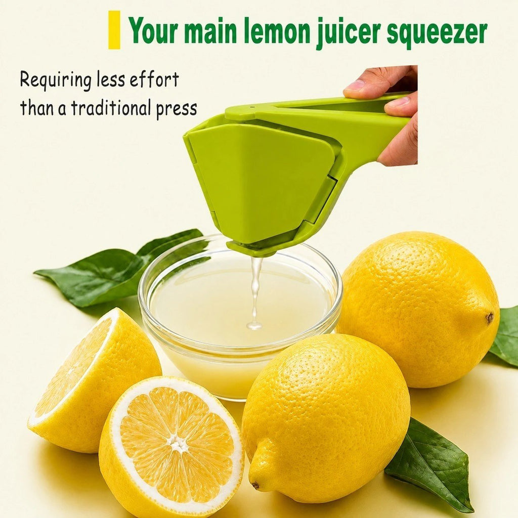 HUPLA Manual Lemon Squeezer with Juice Strainer | Handheld Citrus Juicer Press for Lemon, Lime & Small Citrus Fruits | Easy Grip Kitchen Tool – Green