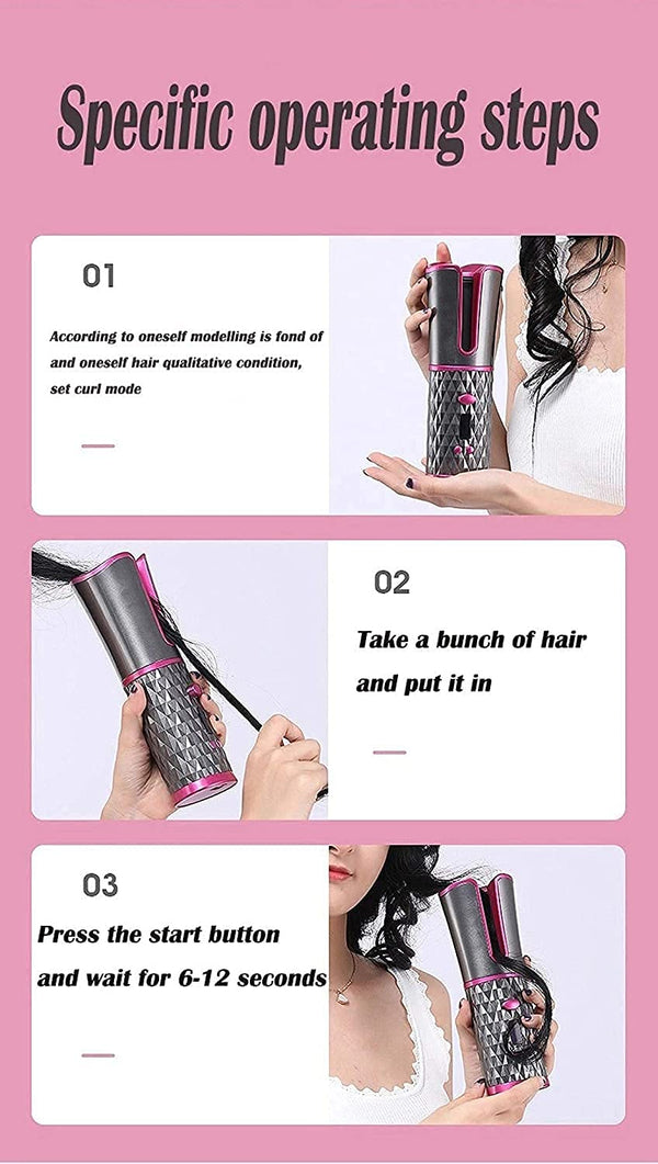 Automatic Hair Curler | LCD Ceramic Auto Curling Iron with Adjustable Temperature Automatic Hair Curler with LCD Display | Ceramic One-Touch Curling Iron