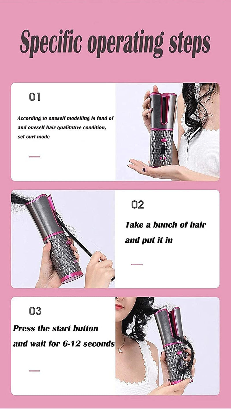 Automatic Hair Curler | LCD Ceramic Auto Curling Iron with Adjustable Temperature Automatic Hair Curler with LCD Display | Ceramic One-Touch Curling Iron