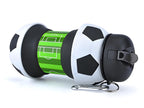 HUPLA Football Design Collapsible Silicone Water Bottle for Kids | Foldable Sports Drinking Bottle with Sipper Spout & Carabiner Clip | Portable Water Bottle for School, Football, Travel & Outdoor Activities – Black, White & Green